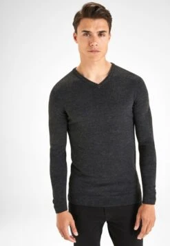 Next SOFT TOUCH V-NECK - Strickpullover - Grey
