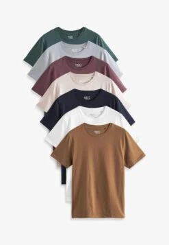Next 7 PACK - T-Shirt Basic - White Stone Green Grey Grape Navy Blue Tan Brown -Next 0ceced8cb99142888c57cf37621fa1c3