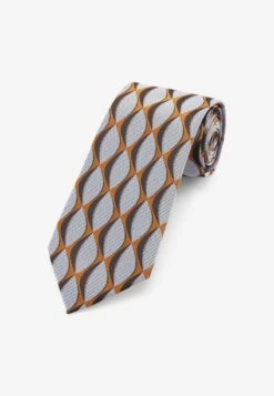 Next PATTERN SET - Krawatte - Rust Brown Wave Geometric -Next 1bb354cdf8984f62b399906e7085eb4b