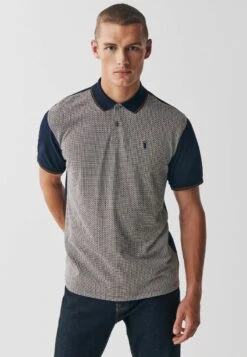 Next PRINT - Poloshirt - Navy Blue Tan Brown Dogtooth -Next 2def8721951840b0860f0e336dbb71eb 1