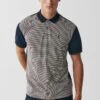 Next PRINT - Poloshirt - Navy Blue Tan Brown Dogtooth -Next 2def8721951840b0860f0e336dbb71eb