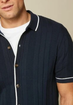 Next GEO BUTTON-THROUGH STANDARD - Strickjacke - Navy Texture -Next 314c34cbeb8b47669dfad0f2433a469d