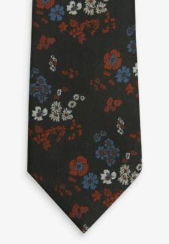 Next PATTERN SLIM - Krawatte - Black Rust Brown Floral -Next 329abff185a048a68a886de8ada15cd6