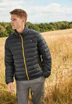 Next SHOWER RESISTANT LIGHTWEIGHT STANDARD - Winterjacke - Grey Yellow Funnel Neck -Next 32f386e49faf4408a5426db7a2fc3de8