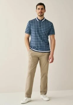 Next PRINT STANDARD - Poloshirt - Blue Dogtooth -Next 3e7e47e0113d4b5b840773c9c0d45388