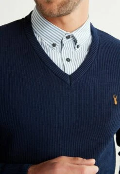 Next MOCK - Strickpullover - Navy Blue Textured -Next 4bb2b5b770b34f6382db66b6d9b49561