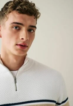 Next COLOURBLOCK ZIP NECK STANDARD - Strickpullover - Blue -Next 545dcc01d158420981c1fbeaca69d202