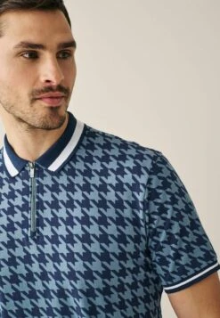 Next PRINT STANDARD - Poloshirt - Blue Dogtooth -Next 57d30c12ae69438e97762245db26e473