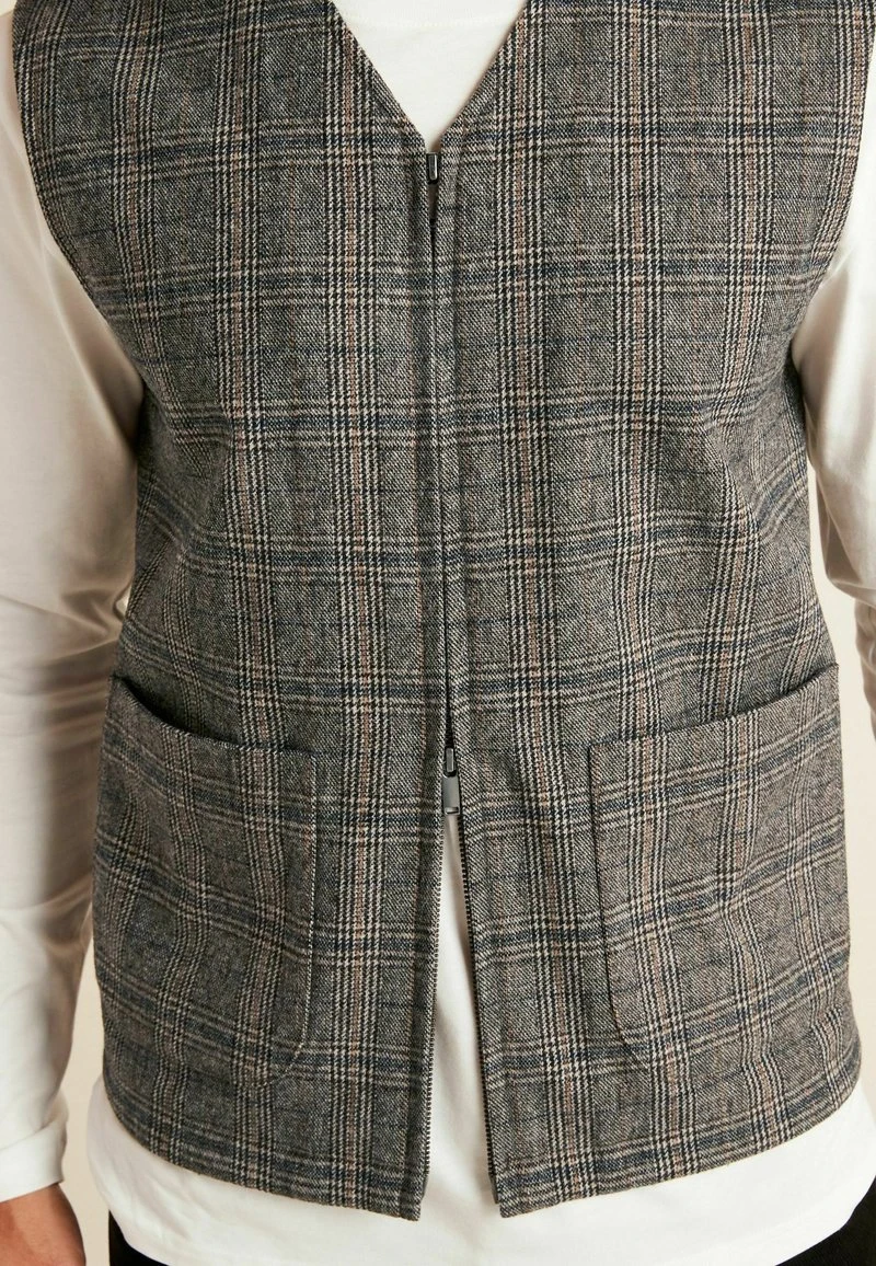 Next CHECK ZIP STANDARD - Weste - Brown 6 Next CHECK ZIP STANDARD - Weste - Brown – Bild 4