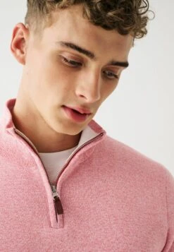 Next PREMIUM ZIP NECK - Strickpullover - Coral Pink -Next 6749c5f8861140f5853ca4fbfc328607