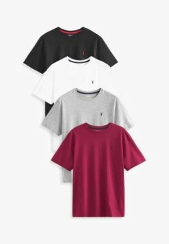 Next 4 PACK REGULAR FIT - T-Shirt Basic - Burgundy Red White Grey Black -Next 6a0334510f0f469b9cbe59a1daee601f