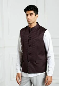 Next NEHRU COLLAR - Weste - Burgundy Red -Next 6e7300b843ce44f7b0b69265d120eb2a
