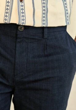 Next CHECK STRAIGHT FIT - Shorts - Navy Pleat