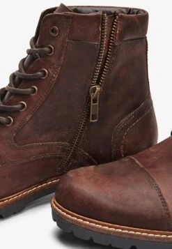 Next BROWN LEATHER ZIP BOOTS - Schnürstiefelette - Brown -Next 87500e29dcb946b290c517cf3a2f3373