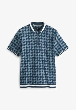 Next PRINT STANDARD - Poloshirt - Blue Dogtooth -Next 8e7b4a6ad36343bda866beba903e1055