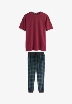 Next MOTION FLEX COSY CUFFED SET - Nachtwäsche Set - Red Navy Blue Check Short Sleeve -Next 96f83b35459a48a5a03b552fab01f252