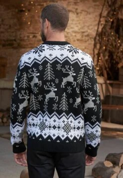 Next CHRISTMAS CREW NECK - Strickpullover - Black Ecru White Reindeer -Next 9aa0f755e2844b59859bda65a46acc56