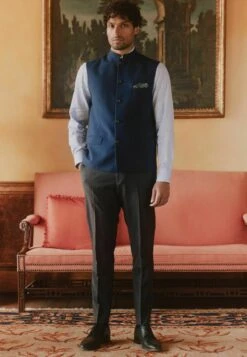 Next NEHRU COLLAR - Weste - Bright Blue