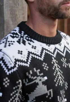 Next CHRISTMAS CREW NECK - Strickpullover - Black Ecru White Reindeer -Next abb6d24c4fdc471883536c96c9e65256