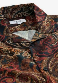 Next SHORT SLEEVE PRINTED - Hemd - Green/rust Brown -Next bb597895f3d344b8b5ff7ae4c14f9b96