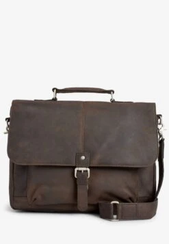 Next DARK BROWN SIGNATURE LEATHER OILY BRIEFCASE - Aktentasche - Brown