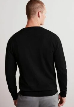 Next V NECK - Strickpullover - Black With Stag Embroidery
