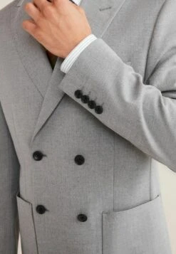 Next SLIM FIT DOUBLE BREASTED FLANNEL STANDARD - Sakko - Light Grey -Next bfecc63addc044dfb39702b3f760972f