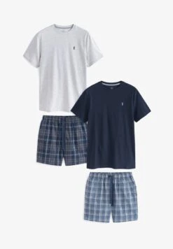 Next LIGHTWEIGHT SETS 2 PACK - Nachtwäsche Set - Navy Blue/grey Check -Next c2a78cee992f43b88a5f3bf470a5c630