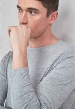 Next LONG SLEEVE CREW NECK - Langarmshirt - Grey -Next c2fac448eed84e60850e0e794a775278