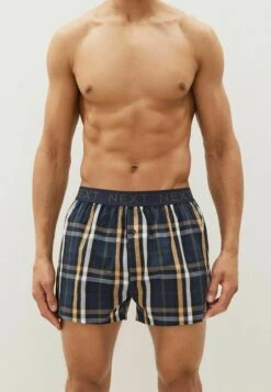 Next PATTERN PURE 4 PACK - Boxershorts - Navy Blue Check Elastic Waistband