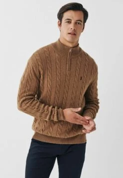 Next CHUNKY ZIP NECK - Strickpullover - Brown