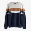 Next Strickpullover - Grey Navy Stripe Colourblock