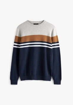 Next Strickpullover - Grey Navy Stripe Colourblock