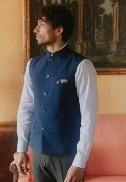Next NEHRU COLLAR - Weste - Bright Blue -Next cd999fb27f61400da11d0dcfeffe09e1