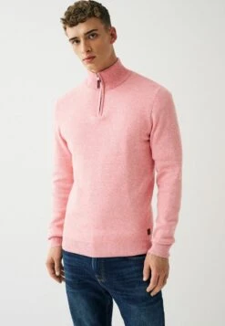 Next PREMIUM ZIP NECK - Strickpullover - Coral Pink