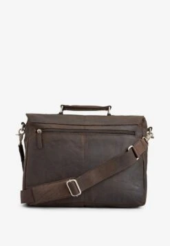 Next DARK BROWN SIGNATURE LEATHER OILY BRIEFCASE - Aktentasche - Black -Next dca400aeae53439392c0e99778ebe20f 1