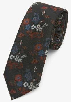 Next PATTERN SLIM - Krawatte - Black Rust Brown Floral -Next dfcb6cf3ac744d1788b35bec3c097873