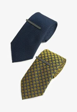 Next TEXTURED 2 PACK WITH CLIP - Krawatte - Yellow Dark Blue