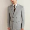 Next SLIM FIT DOUBLE BREASTED FLANNEL STANDARD - Sakko - Light Grey