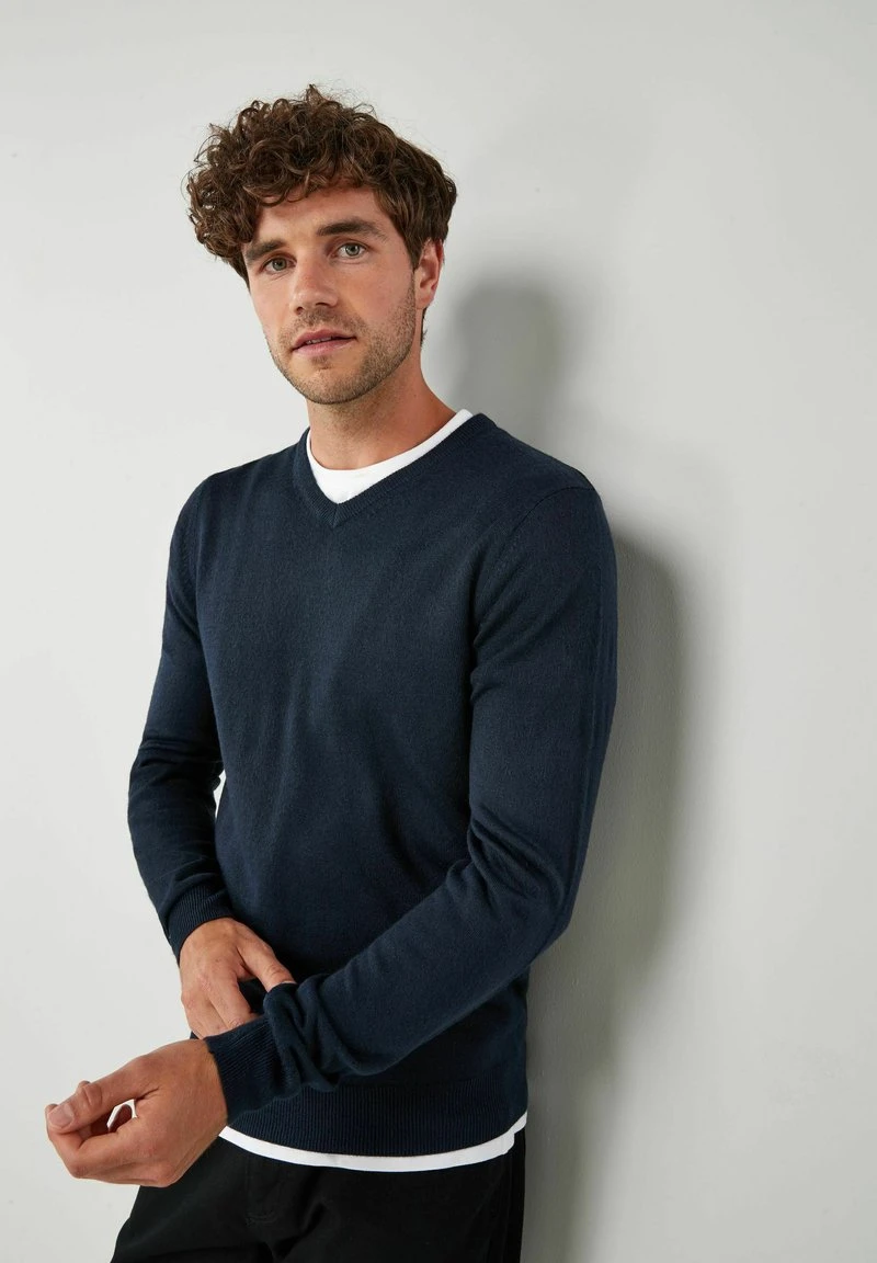 Next SOFT TOUCH V-NECK - Strickpullover - Navy Blue 3 Next SOFT TOUCH V-NECK - Strickpullover - Navy Blue