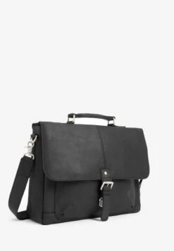 Next DARK BROWN SIGNATURE LEATHER OILY BRIEFCASE - Aktentasche - Black -Next e4d8808591034d9290a5deecb3041e5e