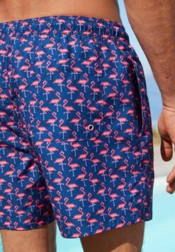 Next PRINTED STANDARD - Badeshorts - Navy Pink Flamingo Geo -Next e6b3fc13e83a4bf9800e4ceb9e0e6970