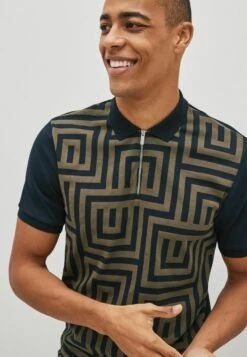 Next GEO PRINT - Poloshirt - Navy Blue Gold -Next e711e7067c5a4a8d89a06ee54e6ceae1