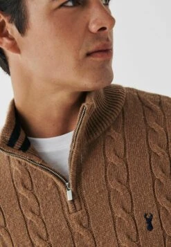 Next CHUNKY ZIP NECK - Strickpullover - Brown -Next ea07e7b0d30d4965849c34477975bc9d