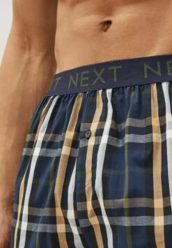 Next PATTERN PURE 4 PACK - Boxershorts - Navy Blue Check Elastic Waistband -Next ee6854b0769a440d8a40f42695198a76