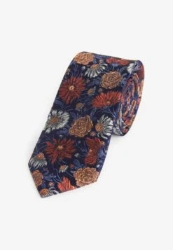 Next SIGNATURE REGULAR - Krawatte - Blue Navy Rust Brown Floral -Next f9bad1d366264b10b75000999871b6a4