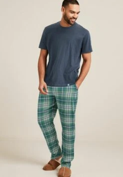 Next LIGHTWEIGHT CHECK SET - Nachtwäsche Set - Navy Blue Green Supersoft